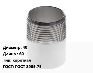 Резьба 40 L=60 короткая ГОСТ: ГОСТ 8965-75